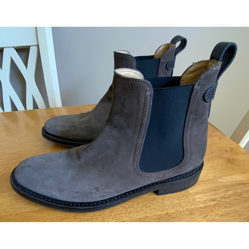 George Brown Bilt Grey Brown Suede Chelsea Boots Mens Size 9M Italy Sample Shoe - Picture 3 of 16